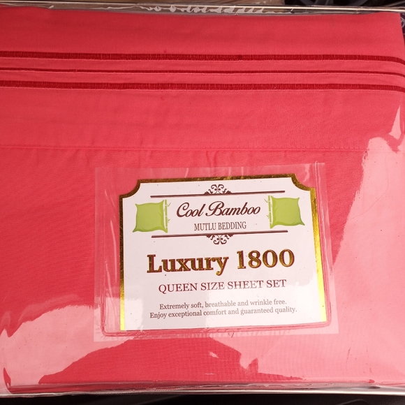 Cool Bamboo Sheet Set - Queen size - Coral - Picture 9 of 11